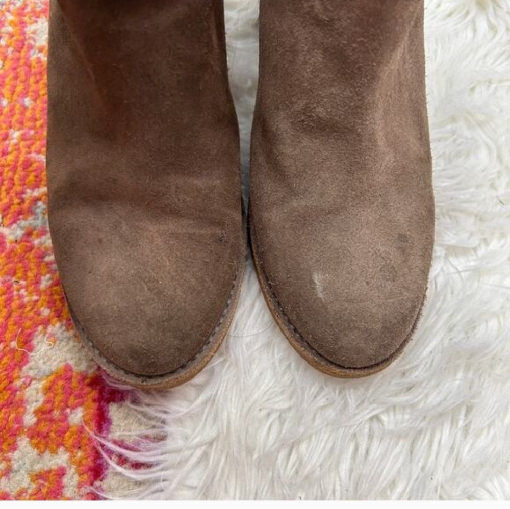 UGG Brown Taupe Block Heeled Suede Kasen Ankle Boots Booties 7 - Picture 2 of 5